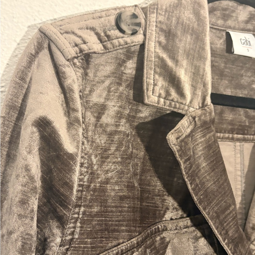 Cabi Sunday Topper Velvet Moto Jacket Brown Button Up Size S - Picture 6 of 7
